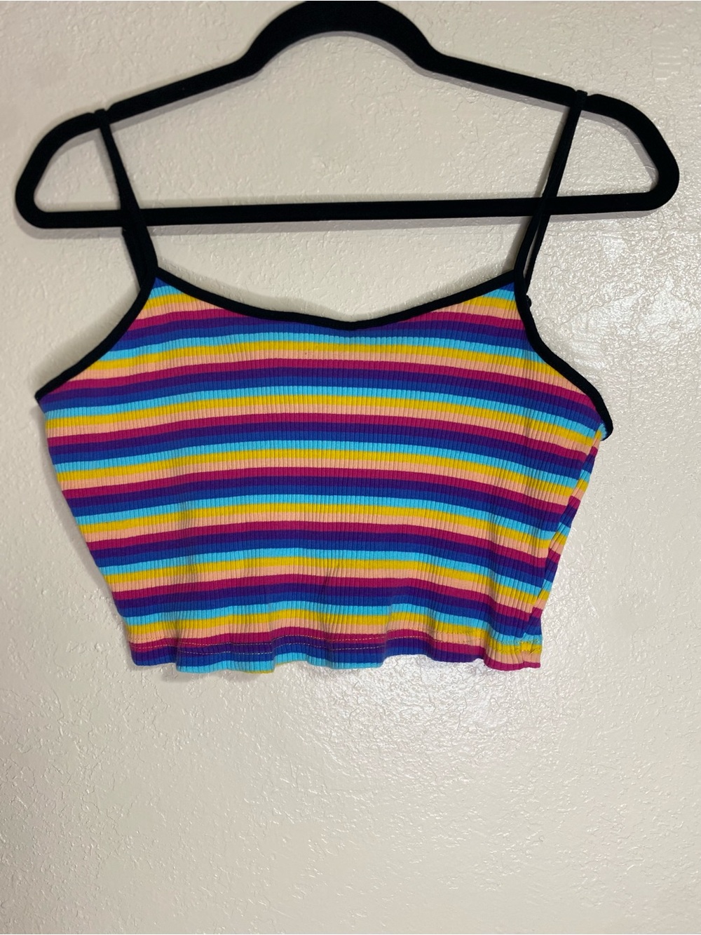 SHEIN Rainbow Striped Ribbed Cropped Cami - Multicolor